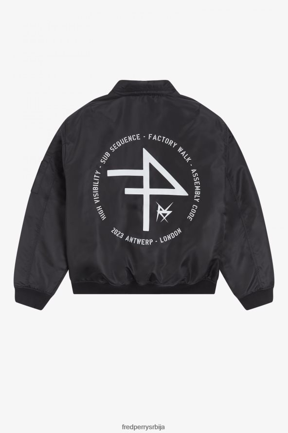 одећу рс Fred Perry мушкарци штампана летачка јакна црн 68TD6P247